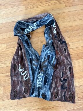 RARE WINDHORSE WRAP /HAND FELTED WOOL AND SILK PIECE